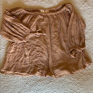 Jen's Pirate Booty Tan Blouse with Textured Fabric